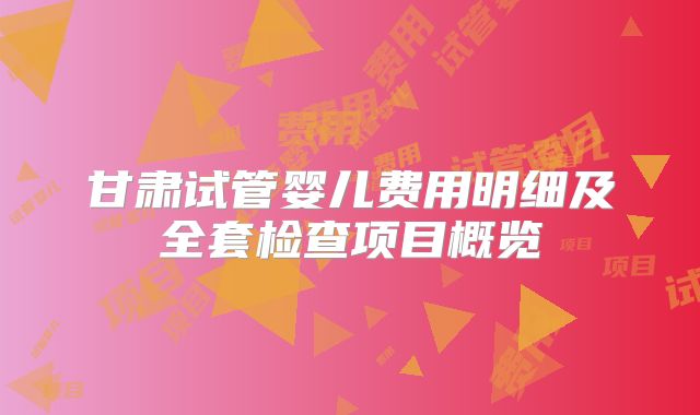 甘肃试管婴儿费用明细及全套检查项目概览