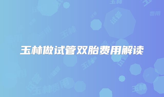 玉林做试管双胎费用解读