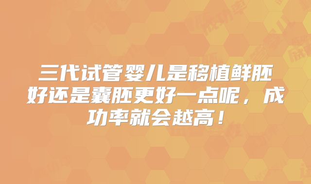 三代试管婴儿是移植鲜胚好还是囊胚更好一点呢,成功率就会越高!