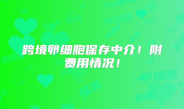 跨境卵细胞保存中介!附费用情况!