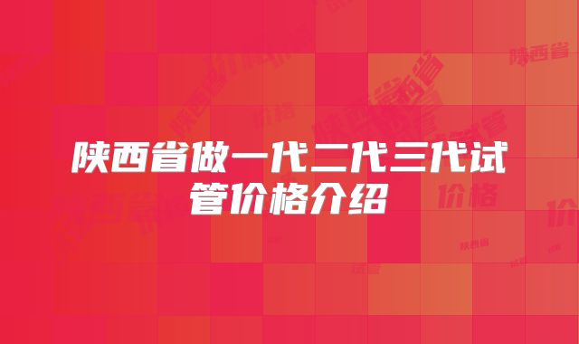陕西省做一代二代三代试管价格介绍