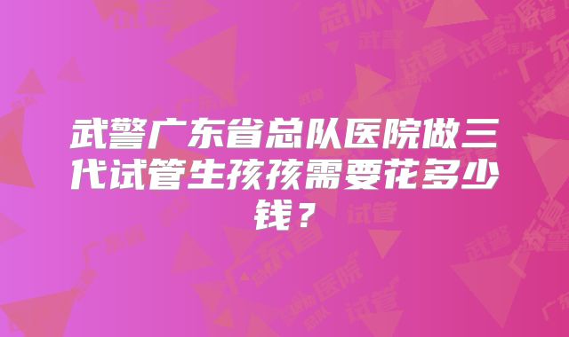 武警广东省总队医院做三代试管生孩孩需要花多少钱?
