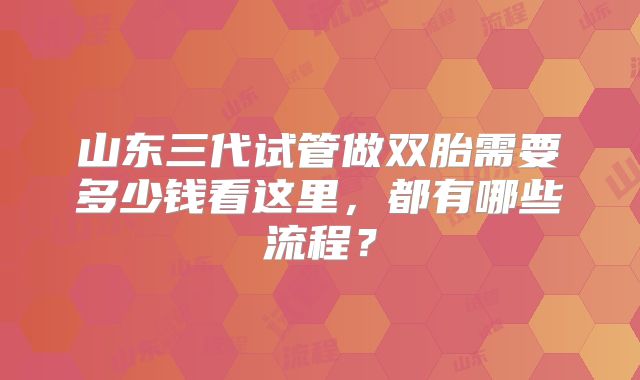 山东三代试管做双胎需要多少钱看这里,都有哪些流程?
