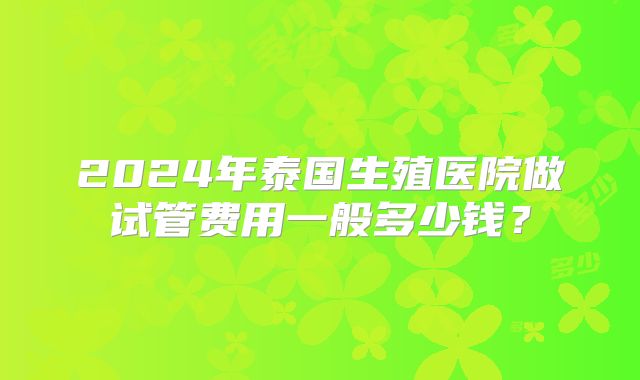 2024年泰国生殖医院做试管费用一般多少钱？
