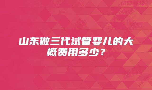 山东做三代试管婴儿的大概费用多少?