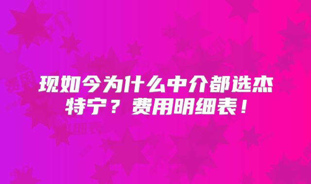 现如今为什么中介都选杰特宁?费用明细表!