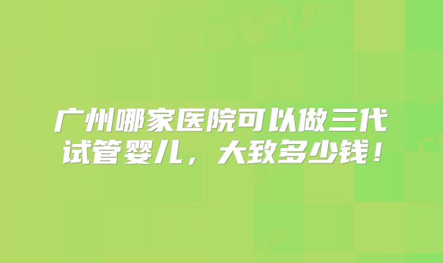 广州哪家医院可以做三代试管婴儿，大致多少钱！
