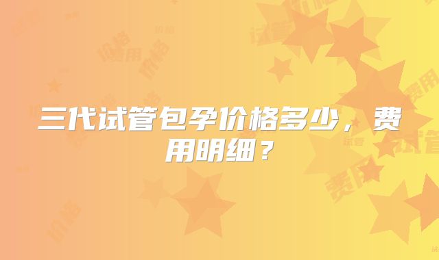 三代试管包孕价格多少,费用明细?