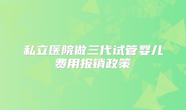 私立医院做三代试管婴儿费用报销政策