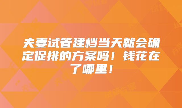 夫妻试管建档当天就会确定促排的方案吗!钱花在了哪里!