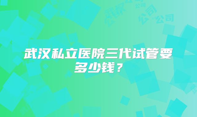 武汉私立医院三代试管要多少钱？