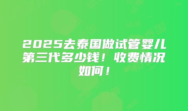 2025去泰国做试管婴儿第三代多少钱!收费情况如何!