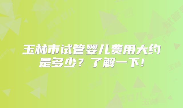 玉林市试管婴儿费用大约是多少?了解一下!