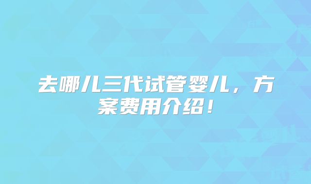 去哪儿三代试管婴儿,方案费用介绍!