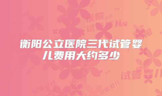 衡阳公立医院三代试管婴儿费用大约多少