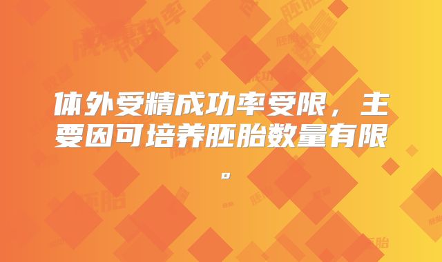 体外受精成功率受限,主要因可培养胚胎数量有限。