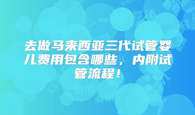去做马来西亚三代试管婴儿费用包含哪些，内附试管流程！