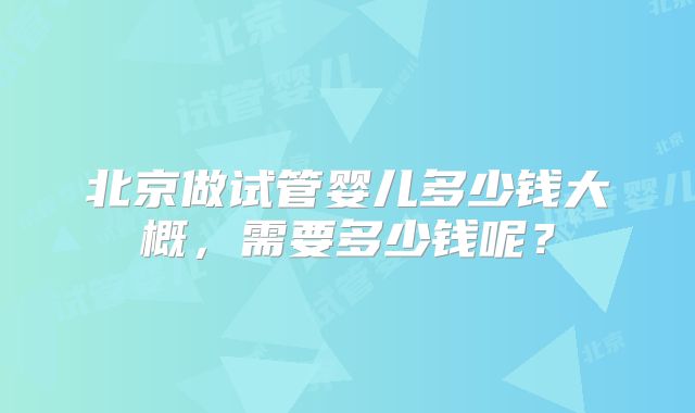 北京做试管婴儿多少钱大概,需要多少钱呢?