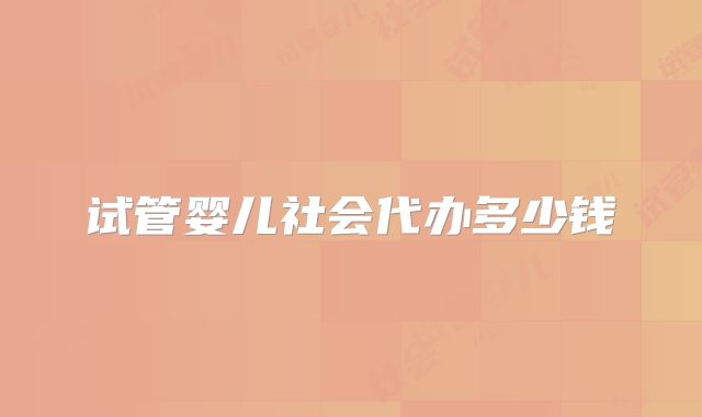 试管婴儿社会代办多少钱
