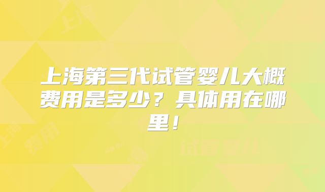 上海第三代试管婴儿大概费用是多少？具体用在哪里！