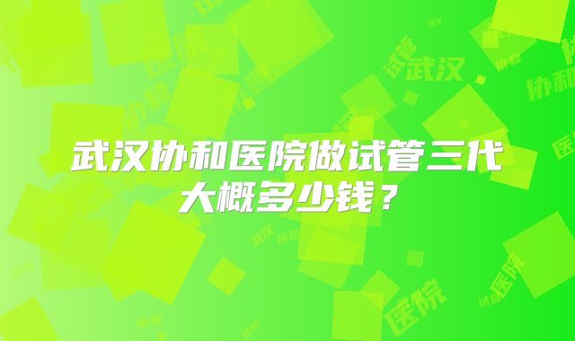 武汉协和医院做试管三代大概多少钱？