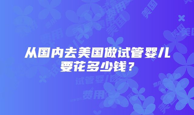 从国内去美国做试管婴儿要花多少钱?