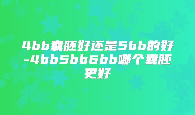 4bb囊胚好还是5bb的好-4bb5bb6bb哪个囊胚更好