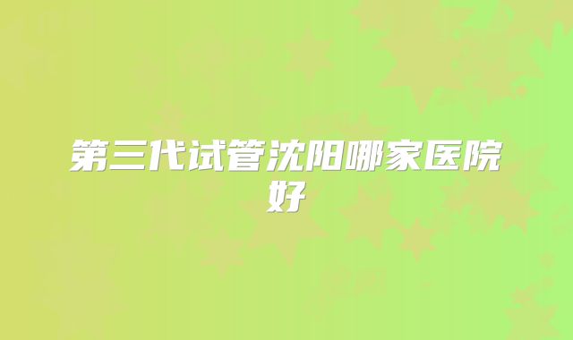 第三代试管沈阳哪家医院好
