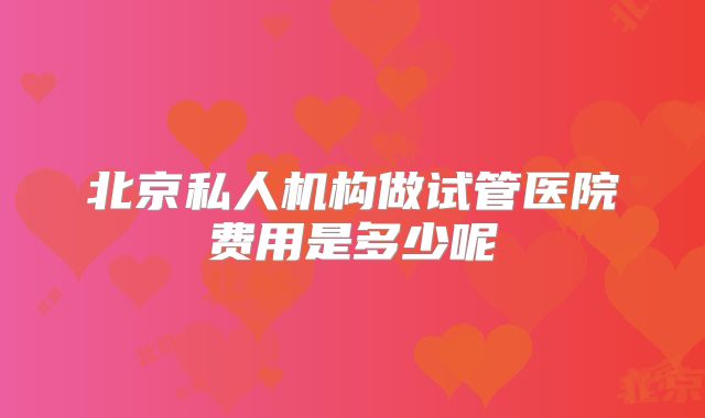 北京私人机构做试管医院费用是多少呢