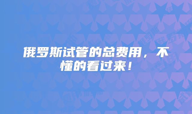 俄罗斯试管的总费用，不懂的看过来！