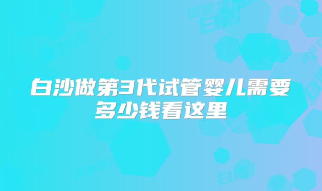 白沙做第3代试管婴儿需要多少钱看这里