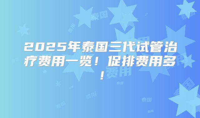 2025年泰国三代试管治疗费用一览!促排费用多!