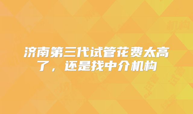 济南第三代试管花费太高了，还是找中介机构