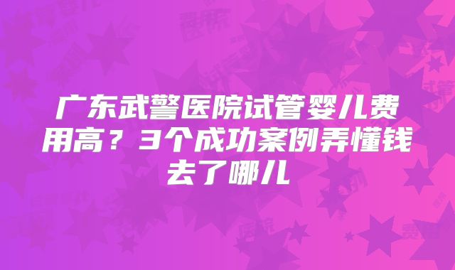 广东武警医院试管婴儿费用高?3个成功案例弄懂钱去了哪儿