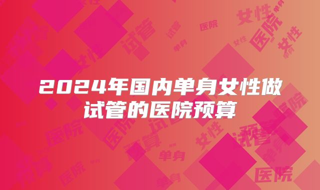 2024年国内单身女性做试管的医院预算