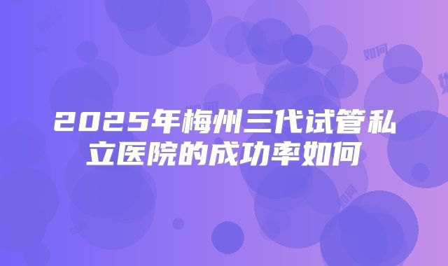 2025年梅州三代试管私立医院的成功率如何