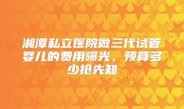 湘潭私立医院做三代试管婴儿的费用曝光，预算多少抢先知