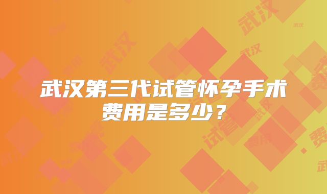 武汉第三代试管怀孕手术费用是多少?