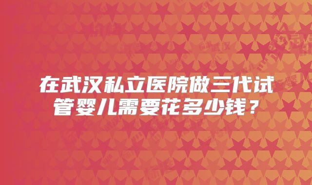 在武汉私立医院做三代试管婴儿需要花多少钱？