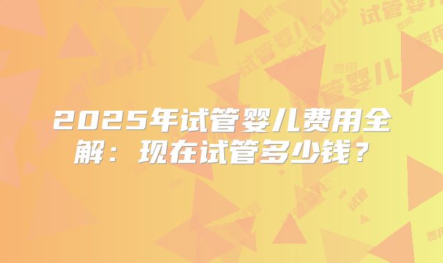 2025年试管婴儿费用全解:现在试管多少钱?