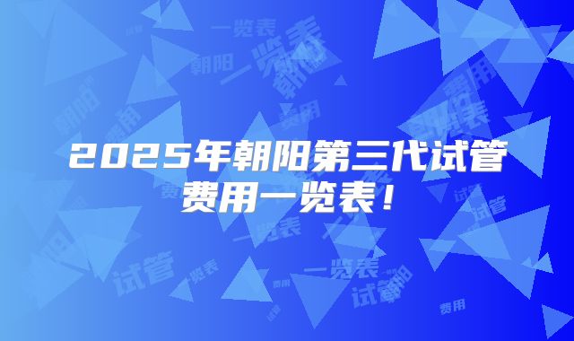 2025年朝阳第三代试管费用一览表!