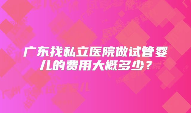 广东找私立医院做试管婴儿的费用大概多少?