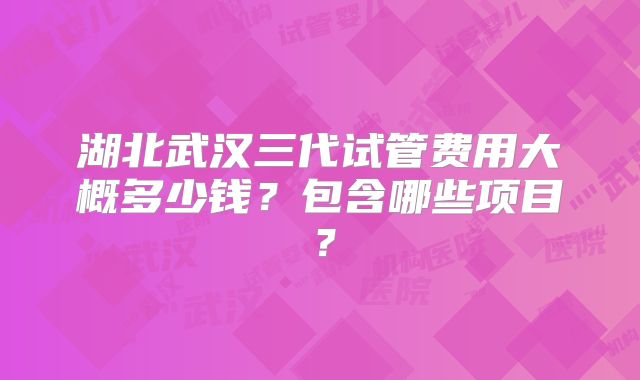 湖北武汉三代试管费用大概多少钱？包含哪些项目？