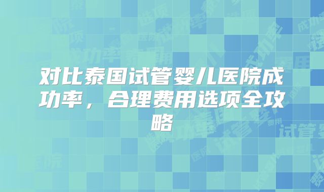 对比泰国试管婴儿医院成功率，合理费用选项全攻略