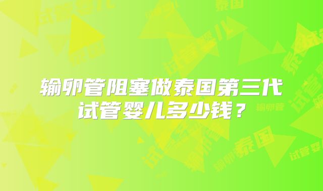 输卵管阻塞做泰国第三代试管婴儿多少钱?