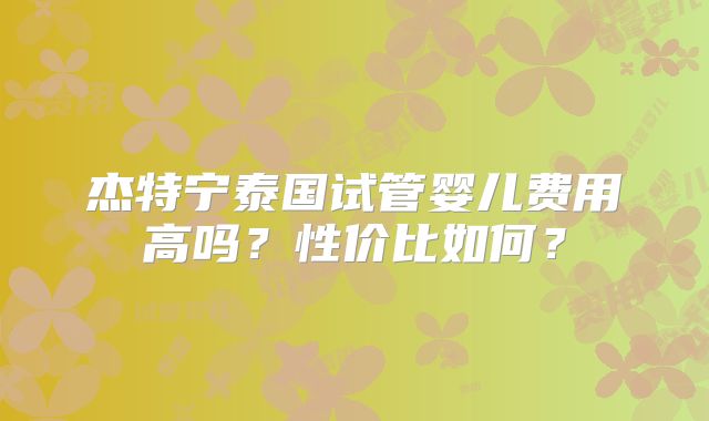 杰特宁泰国试管婴儿费用高吗？性价比如何？