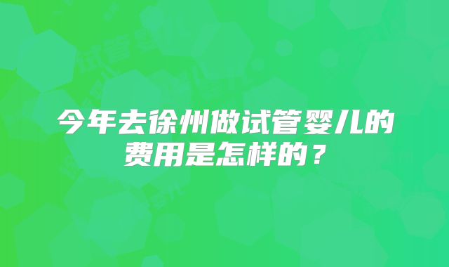 今年去徐州做试管婴儿的费用是怎样的？