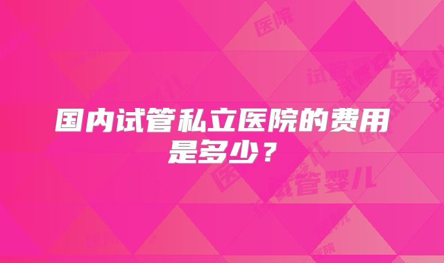国内试管私立医院的费用是多少?