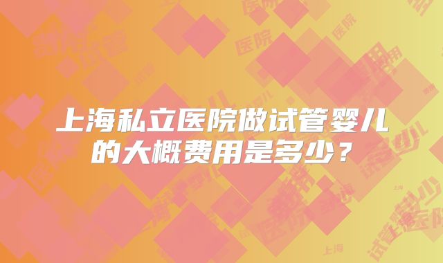 上海私立医院做试管婴儿的大概费用是多少?