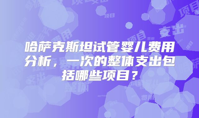 哈萨克斯坦试管婴儿费用分析,一次的整体支出包括哪些项目?